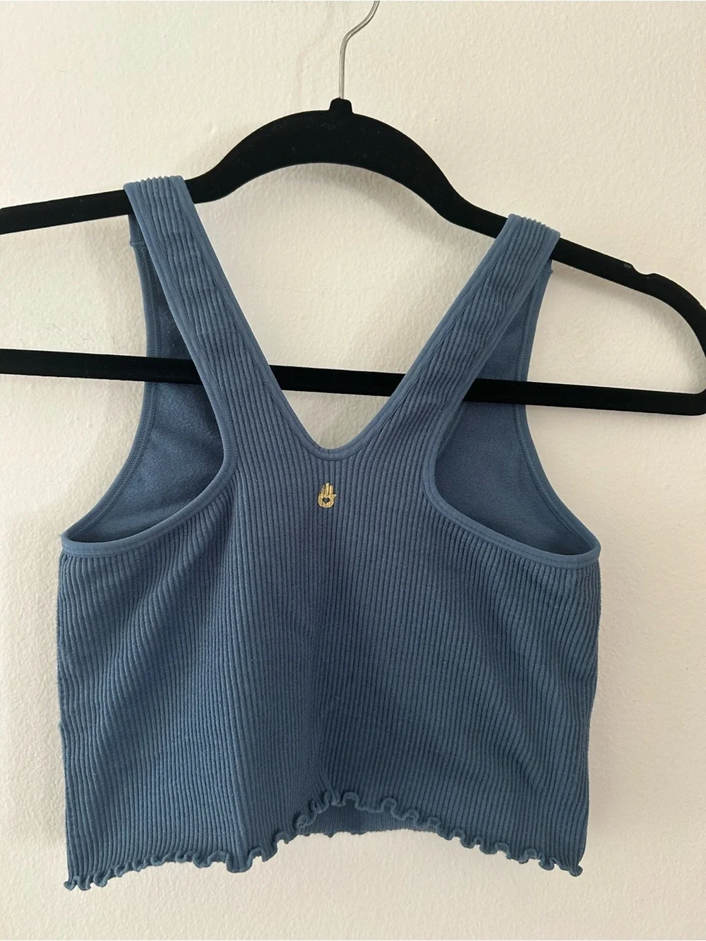 Spiritual Gangster blue ribbed Metta leggings and a matching seamless tank top S